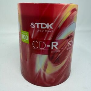 TDK CD-R 52x 80min 700MB Blank Media Recordable Discs 100 Pack Spindle Sealed